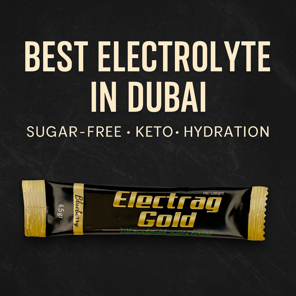 Best electrolyte drink in Dubai - Electrag Gold Blueberry sachet with hydration benefits
